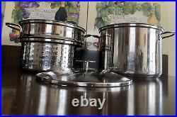 BERNDES Germany Crate And Barrel 8 Qt Stock Pot With Pasta Insert/Strainer Lid