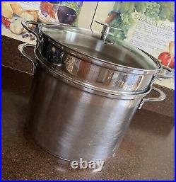 BERNDES Germany Crate And Barrel 8 Qt Stock Pot With Pasta Insert/Strainer Lid