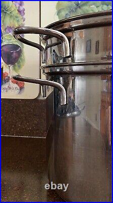 BERNDES Germany Crate And Barrel 8 Qt Stock Pot With Pasta Insert/Strainer Lid