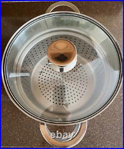 BERNDES Germany Crate And Barrel 8 Qt Stock Pot With Pasta Insert/Strainer Lid