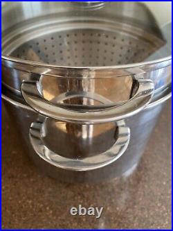 BERNDES Germany Crate And Barrel 8 Qt Stock Pot With Pasta Insert/Strainer Lid