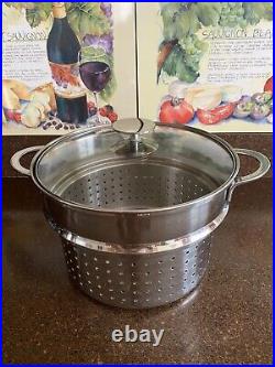 BERNDES Germany Crate And Barrel 8 Qt Stock Pot With Pasta Insert/Strainer Lid