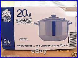 Brand New Royal Prestige 20qt Stock Pot T304 9 Ply Surgical Stainless Steel