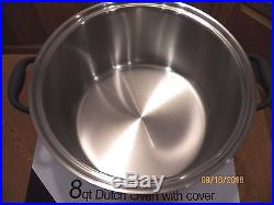 BRAND NEW ROYAL PRESTIGE 8 QUART STOCK POT & USED LID T304 Surgical Stainless
