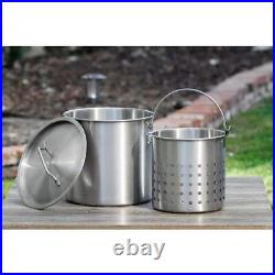 Barton Stock Pot 21 qt. Stainless Steel With Strainer Basket and Lid Silver