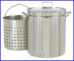 Bayou Classic 1160 Stainless 62 Qt Stockpot Lid Basket Steam Boil Ships in USA