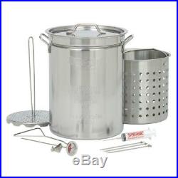 Bayou Classic 32-Quart Stainless Steel Stock Pot Lid(s) Basket(s) Included