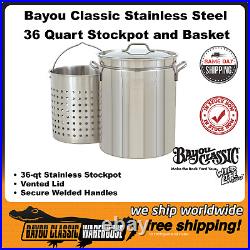 Bayou Classic 36 Quart 20 Gauge Stainless Steel Stockpot Lid Basket 1136