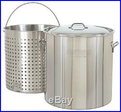Bayou Classic 82 QT Stainless Steel Stockpot W Steam Fry Boil Basket & Lid Pot