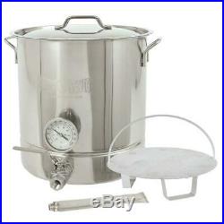 Bayou Classic Brew Kettle 10 Gal. Stainless Steel Thermometer Vented Lid 6-Piece