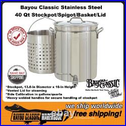 Bayou Classic Stainless Steel 40 Quart Stockpot With Spigot Basket Lid 1140 Bayou Classic Stainless Steel 40 Quart Stockpot With Spigot Basket Lid 1140