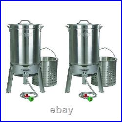 Bayou Classic Stainless Steel 44 Quart Seafood & Crawfish Cooker Kit (2 Pack)