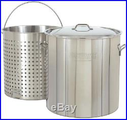 Bayou Classic Stock Pot 82-Quart Stainless Steel Steam Boil with Lid and Basket