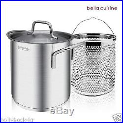 Bella Cuisine Pasta Stock Pot with Insert 18/10 Stainless Steel Multi Pot 18cm