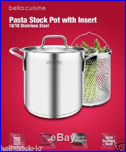 Bella Cuisine Pasta Stock Pot with Insert 18/10 Stainless Steel Multi Pot 18cm