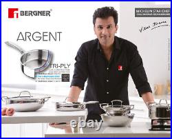 Bergner Triply Stainless Steel Cook & Serve Pan Casserole Pan/Biryani Pot 20cm