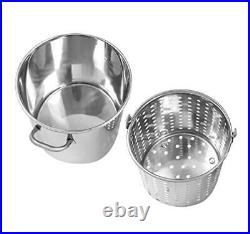 CONCORD 36 QT Stainless Steel Stock Pot with Basket. Heavy Kettle. Cookware for