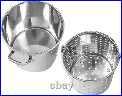 CONCORD 42 QT Stainless Steel Stock Pot With Basket. Heavy Kettle. Cookware for Bo