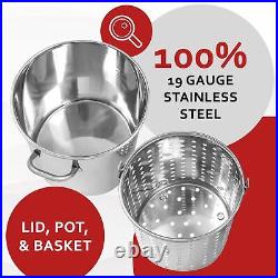 CONCORD 42 QT Stainless Steel Stock Pot withBasket. Heavy Kettle. Cookware for