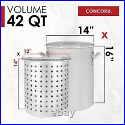 CONCORD 42 QT Stainless Steel Stock Pot withBasket. Heavy Kettle. Cookware for