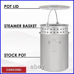 CONCORD 42 QT Stainless Steel Stock Pot with Basket. Heavy Kettle. Cookware for