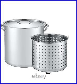 CONCORD 53 QT Stainless Steel Stock Pot With Basket. Heavy Kettle. Cookware for Bo