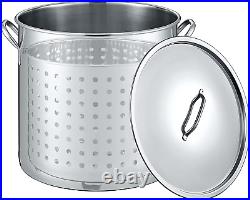 CONCORD 53 QT Stainless Steel Stock Pot With Basket. Heavy Kettle. Cookware for Bo