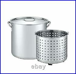 CONCORD 53 QT Stainless Steel Stock Pot with Basket. Heavy Kettle. Cookware for