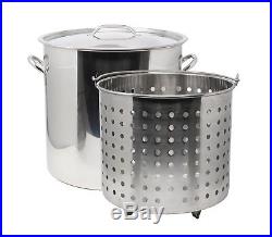 CONCORD 53 QT Stainless Steel Stock Pot with Basket. Heavy Kettle. Cookware for Bo