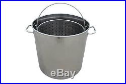 CONCORD 60 QT Stainless Steel Stockpot with Steamer Basket 15 Gallon Cookware