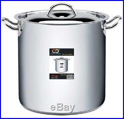 CONCORD 80 QT Stainless Steel Stockpot 3-Ply Bottom withLid & Steamer Insert