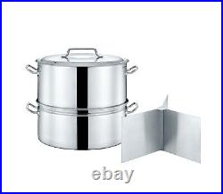 CONCORD Extra Large Outdoor Stainless Steel Stock Pot Steamer and Braiser Combo