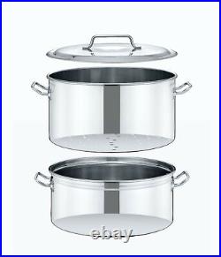 CONCORD Extra Large Outdoor Stainless Steel Stock Pot Steamer and Braiser Combo