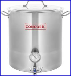 CONCORD Stainless Steel Home Brew Kettle Stock Pot (Weldless Fittings) 40 QT/ 1