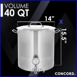 CONCORD Stainless Steel Home Brew Kettle Stock Pot (Weldless Fittings) 40 QT/ 1