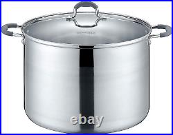 CONCORD Stainless Steel Stock Pot with Glass Lid (Induction Compatible) (20 QT)