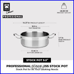 COOKWARE Profesional 18/10 Stainless Steel Stock Pot withGlass Lid 9.5 Inch 4