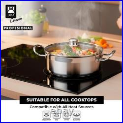 COOKWARE Profesional 18/10 Stainless Steel Stock Pot withGlass Lid 9.5 Inch 4