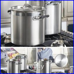 CURTA 20 Quart Large Stock Pot with Lid, NSF Listed, 3-Ply 18/8 Stainless Ste