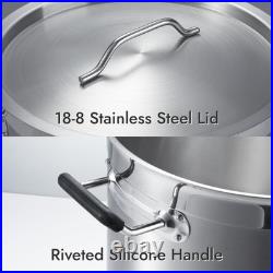 CURTA 20 Quart Large Stock Pot with Lid, NSF Listed, 3-Ply 18/8 Stainless Ste