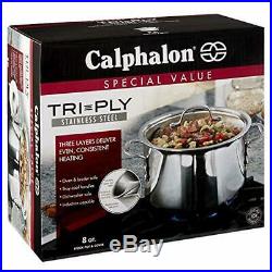 Calphalon (1767727) Tri-Ply Stainless Steel 8-Quart Stock Pot with Cover