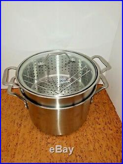 Calphalon 808 Stainless Steel 8 qt quart Stock Pot Steamer Pasta Baskets Lot