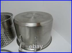 Calphalon 8 Qt 8608MP Stainless Stock Pot Dual Basket Inserts Pasta Steamer -VGC