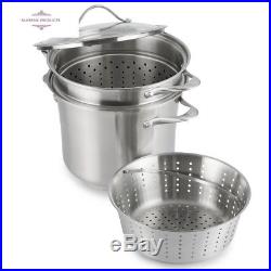 Calphalon 8 Qt Multi-Pot Cookware Cook Steam Drain Stainless Steel Stock Pot Set