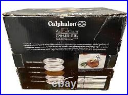 Calphalon AccuCore 8-qt Stock Pot #808 + Lid, 5-ply Copper Steel Aluminum, New