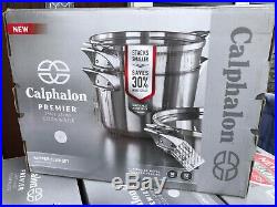 Calphalon Premier Space Saving Stainless Steel Supper Set 5 pc stock pot New