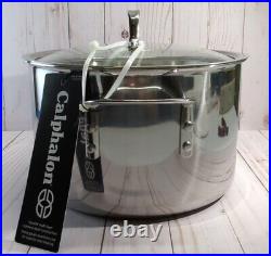 Calphalon Tri-Ply Stainless Steel 8608 8-Qt Stock Pot with SS Glass Lid New