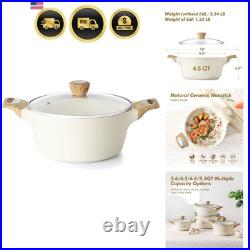 Ceramic Nonstick Stock Pot with Lid, 2.6/4.5/6.6/8.5/11 QT Soup Pot Casserole