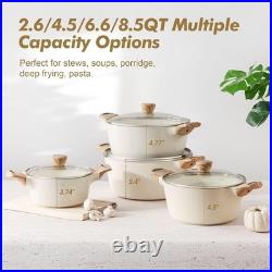 Ceramic Nonstick Stock Pot with Lid, 2.6/4.5/6.6/8.5/11 QT Soup Pot Casserole