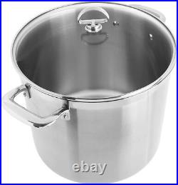 Chantal 12 Qt Induction 21 Steel Cooking Stockpot with Glass Lid NEW